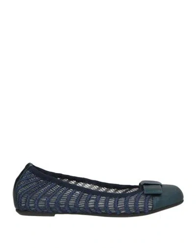 Frau Woman Ballet Flats Midnight Blue Size 6 Leather, Textile Fibers