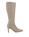 Frau Woman Boot Beige Size 8 Leather In Gray