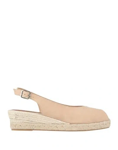 Frau Woman Espadrilles Beige Size 11 Leather In Multi