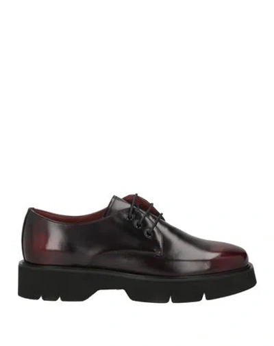 Frau Woman Lace-up Shoes Burgundy Size 10 Leather In Red