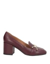 Frau Woman Loafers Burgundy Size 8 Leather In Purple