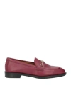 Frau Woman Loafers Burgundy Size 8 Leather In Red