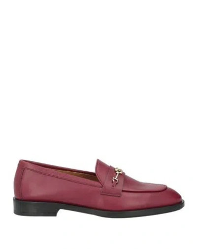 Frau Woman Loafers Burgundy Size 8 Leather In Red