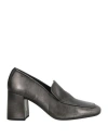 Frau Woman Loafers Charcoal Size 5 Leather In Gray