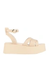 Frau Woman Sandals Beige Size 6 Leather In Beige