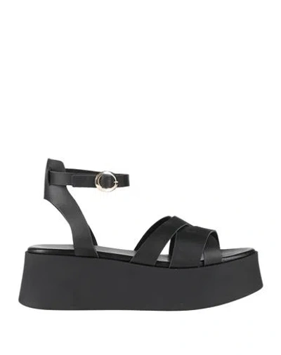 Frau Woman Sandals Black Size 11 Leather In Black