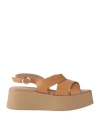 Frau Woman Sandals Camel Size 10 Leather In Sand