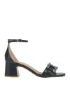 Frau Woman Sandals Navy Size 7 Leather In Blue