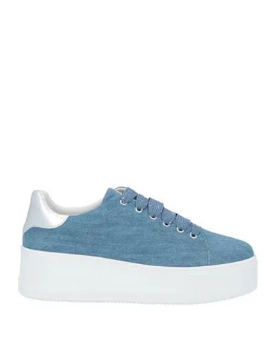 Frau Woman Sneakers Blue Size 9 Textile Fibers In Multi