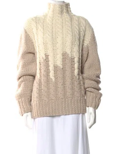 Pre-owned Frauenschuh Cashmere Colorblock Pattern Sweater In Neutral