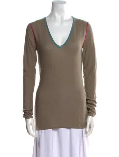 Pre-owned Frauenschuh Cashmere V-neck T-shirt In Neutral