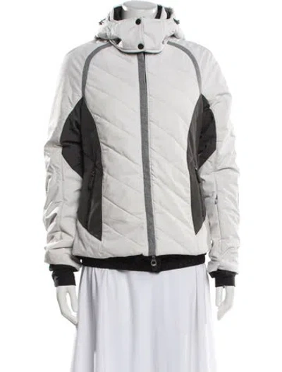 Pre-owned Frauenschuh Colorblock Pattern Bomber Jacket In Gray