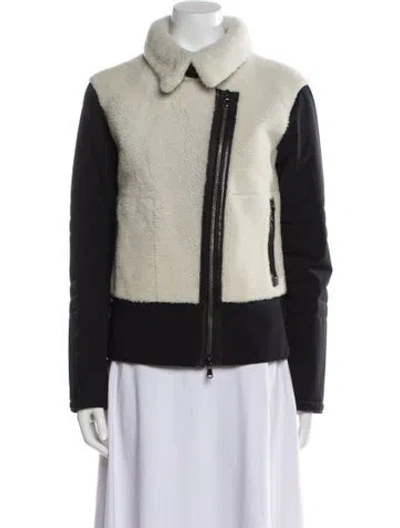 Pre-owned Frauenschuh Lambskin Colorblock Pattern Biker Jacket In Blue