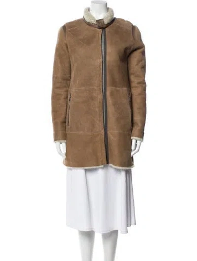 Pre-owned Frauenschuh Lambskin Faux Fur Coat In Brown