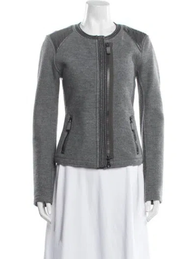 Pre-owned Frauenschuh Merino Wool Biker Jacket In Gray