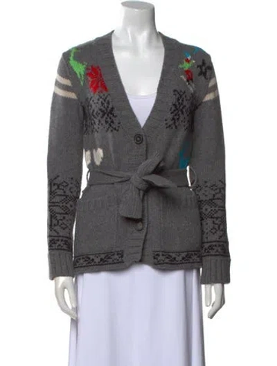 Pre-owned Frauenschuh Merino Wool Printed Sweater In Gray