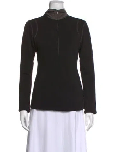 Pre-owned Frauenschuh Mock Neck Long Sleeve Top In Black