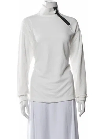 Pre-owned Frauenschuh Mock Neck Long Sleeve Top In White