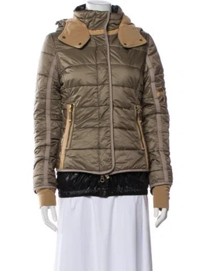 Pre-owned Frauenschuh Nylon Colorblock Pattern Puffer Jacket In Neutrals