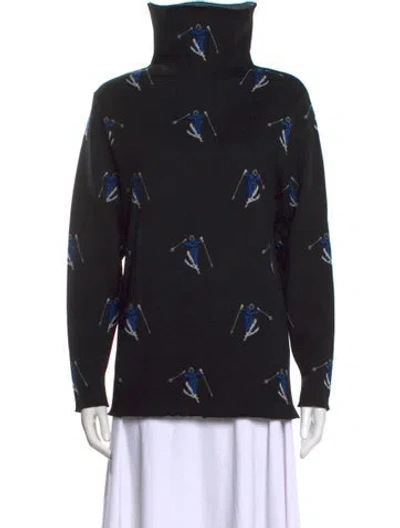 Pre-owned Frauenschuh Printed Turtleneck Sweater In Black