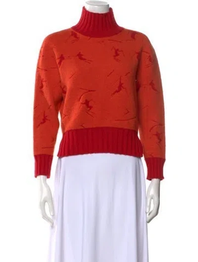 Pre-owned Frauenschuh Printed Turtleneck Sweater In Orange