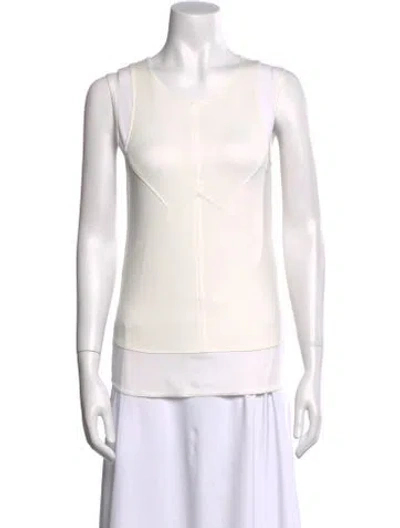 Pre-owned Frauenschuh Scoop Neck Sleeveless Top In White