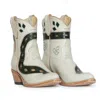 Fraulein Boot Company Women's White / Gold / Green Sneaky Snake Cream Cowboy Boots In White/gold/green