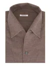 Fray Button Fastening Cotton Shirt In Brown