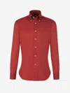 Fray Cotton Piqué Shirt In Burgundy