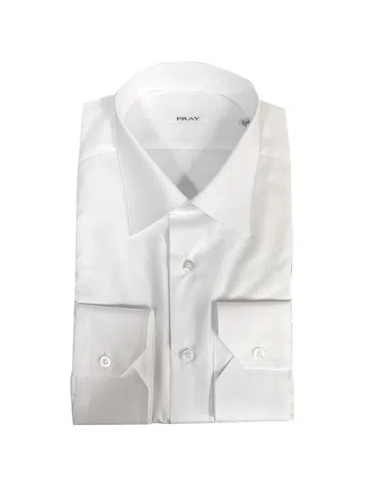 Fray Long-sleeve Button-up Shirt In White