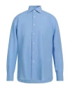 Fray Man Shirt Light Blue Size 17 Linen In Blue
