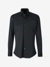 Fray Long-sleeve Button-down Shirt In Black