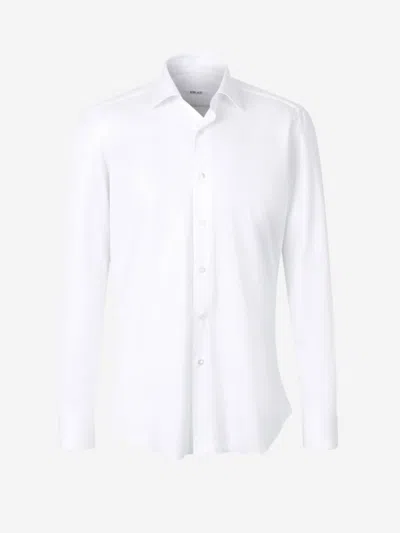 Fray Plain Cotton Shirt In White