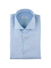 Fray Spread-collar Button-up Shirt In Blue