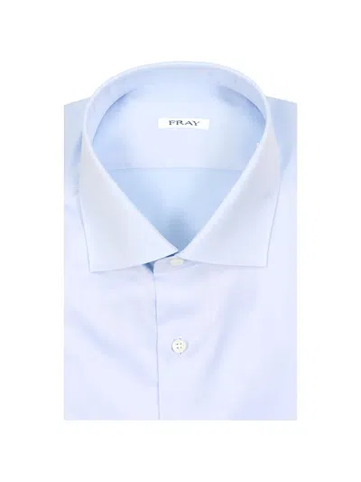 Fray Spread-collar Shirt In Blue