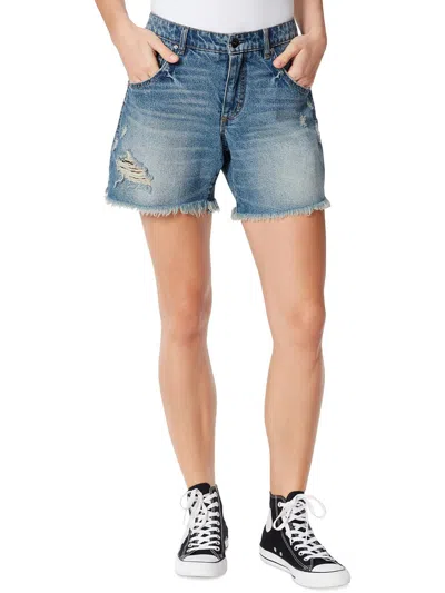 Frayed Womens  Hem Midi Cutoff Shorts In Multi