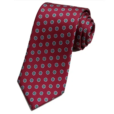 Freak Vault Men's Bordeaux Rosette Micro‑print Silk Tie In Red