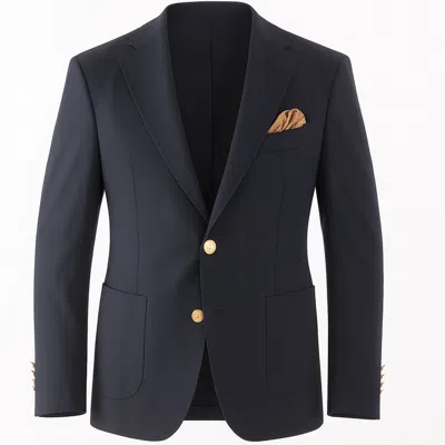 Freak Vault Men's Plain Lapel Blazer Navy Blue In Black