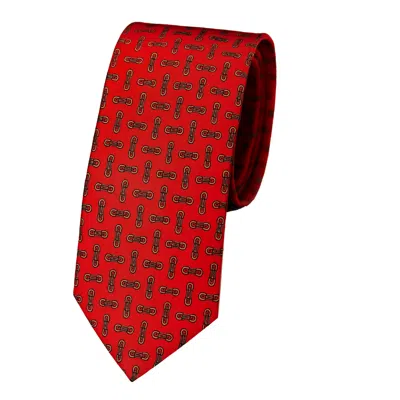 Freak Vault Men's Red Crimson Chainlink Microprint Tie