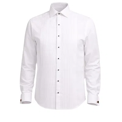 Freak Vault Men's White Classic Pleated Tuxedo Shirt