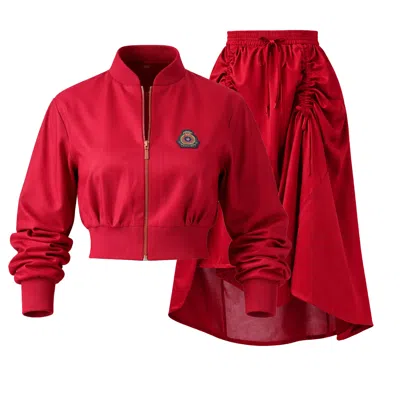 Freak Vault Neutrals Garnet Ruched Set In Red