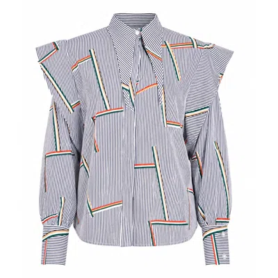 Freak Vault Women's Riviera Blouse In Blue/white