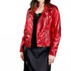 Freaky Nation Ribbon Leather Jacket In Red