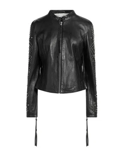 Freaky Nation Woman Jacket Black Size L Soft Leather