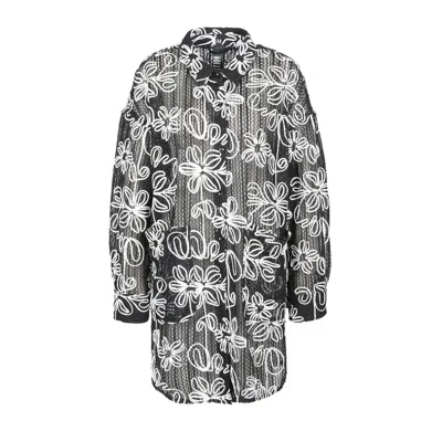 Freaky Nation Women's Black Flower Mesh Long Jacket