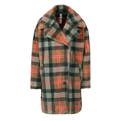 Freaky Nation Women's Cozy Fake Fur Coat Check In Multi