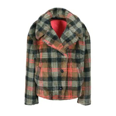 Freaky Nation Women's Cozy Fake Fur Jacket Check In Gray