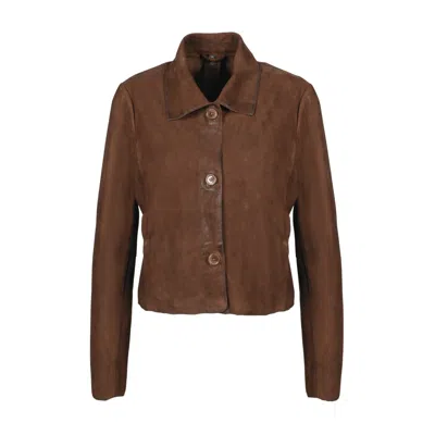 Freaky Nation Women's Goat Suede Vintage Leather Jacket Cosy Brown