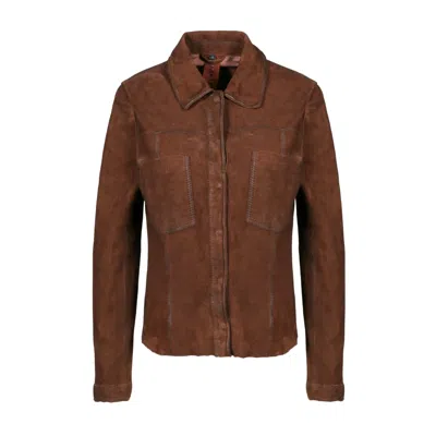 Freaky Nation Women's Goat Suede Vintage Shirt Jacket Cosy Brown