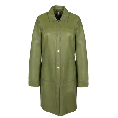 Freaky Nation Women's Green Unlined Leather Coat Safari